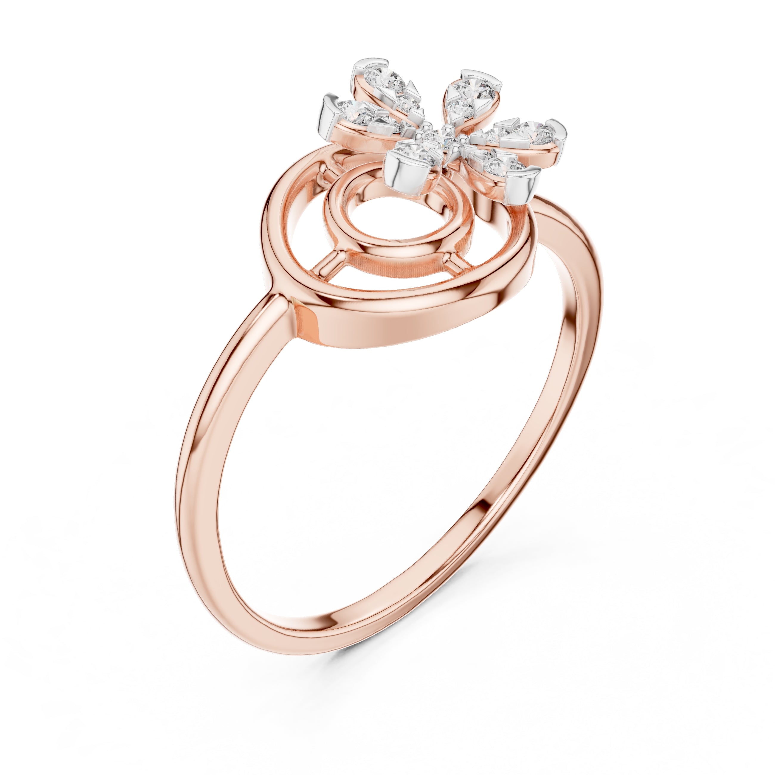 Concentric Floral Statement Ring Rose Gold