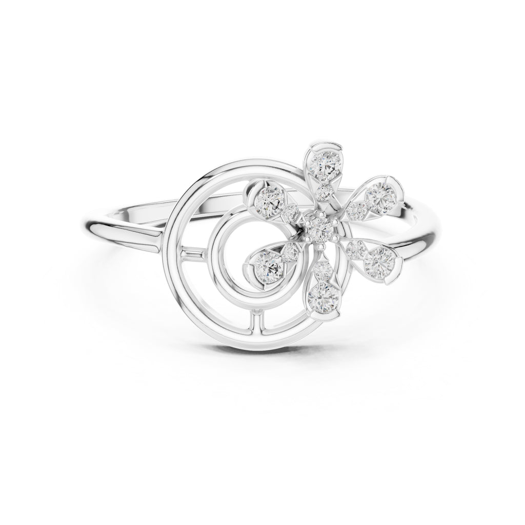 Concentric Floral Statement Ring White Gold