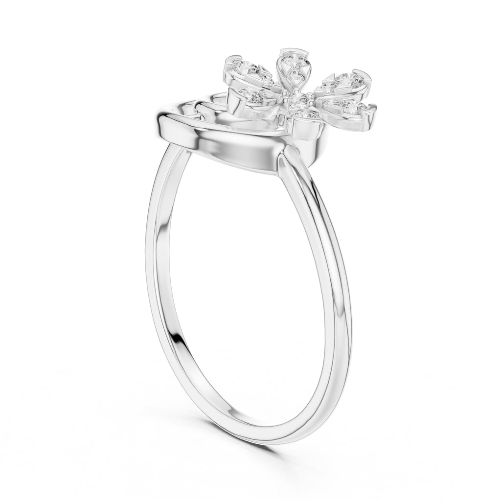 Concentric Floral Statement Ring White Gold