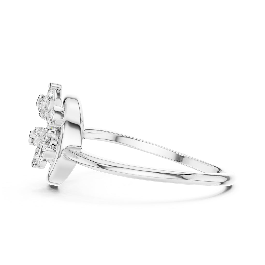Concentric Floral Statement Ring White Gold