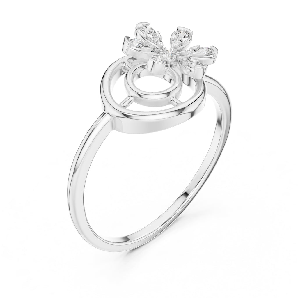 Concentric Floral Statement Ring White Gold