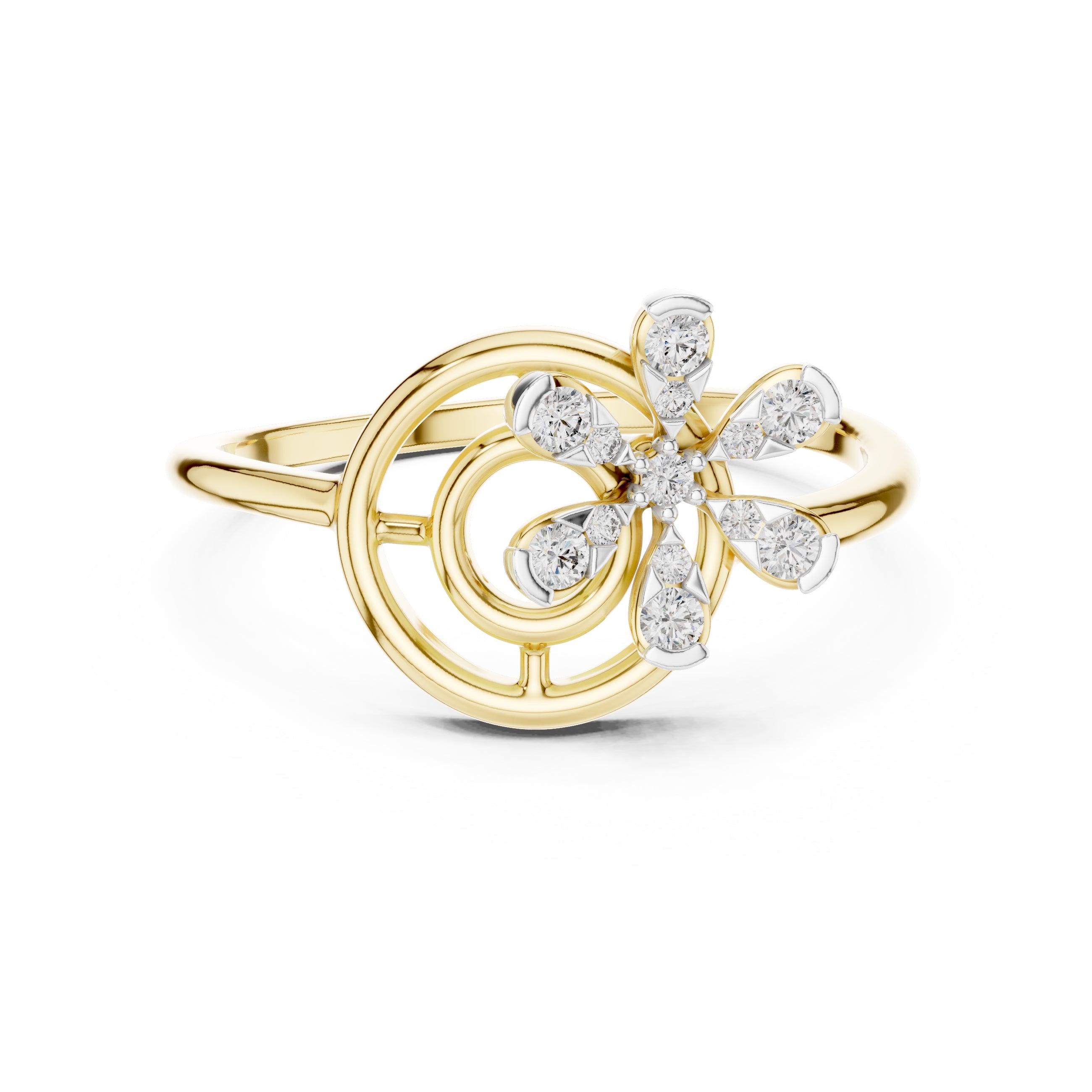 Concentric Floral Statement Ring Yellow Gold