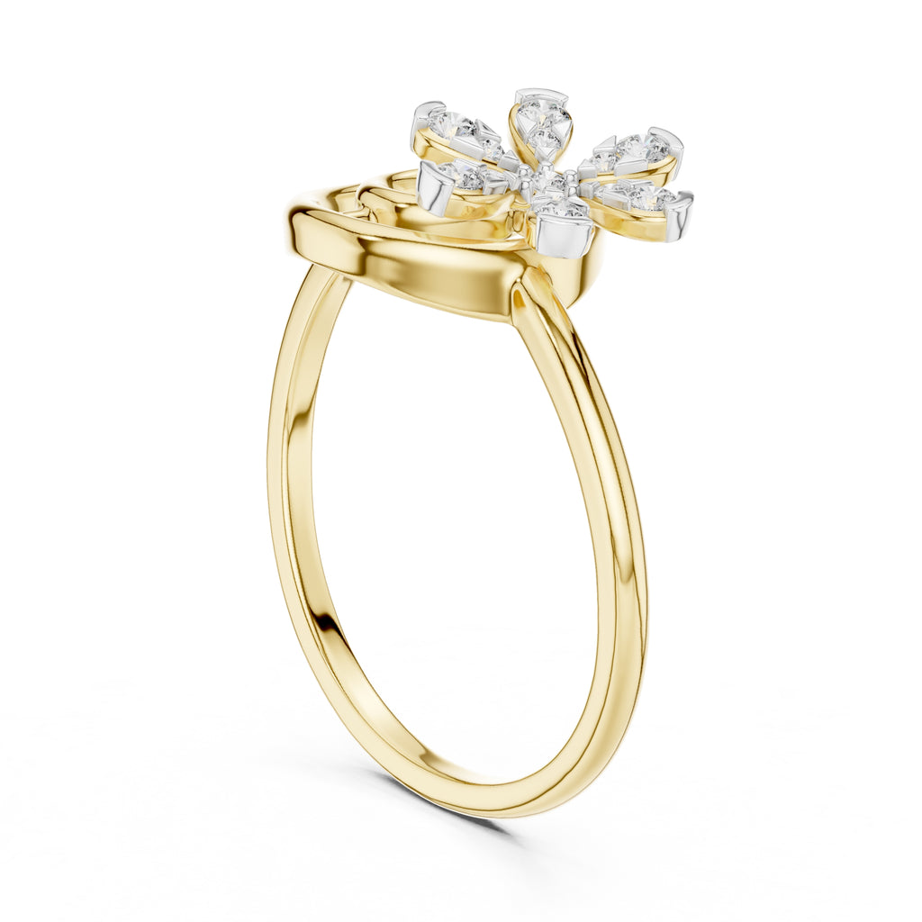 Concentric Floral Statement Ring Yellow Gold