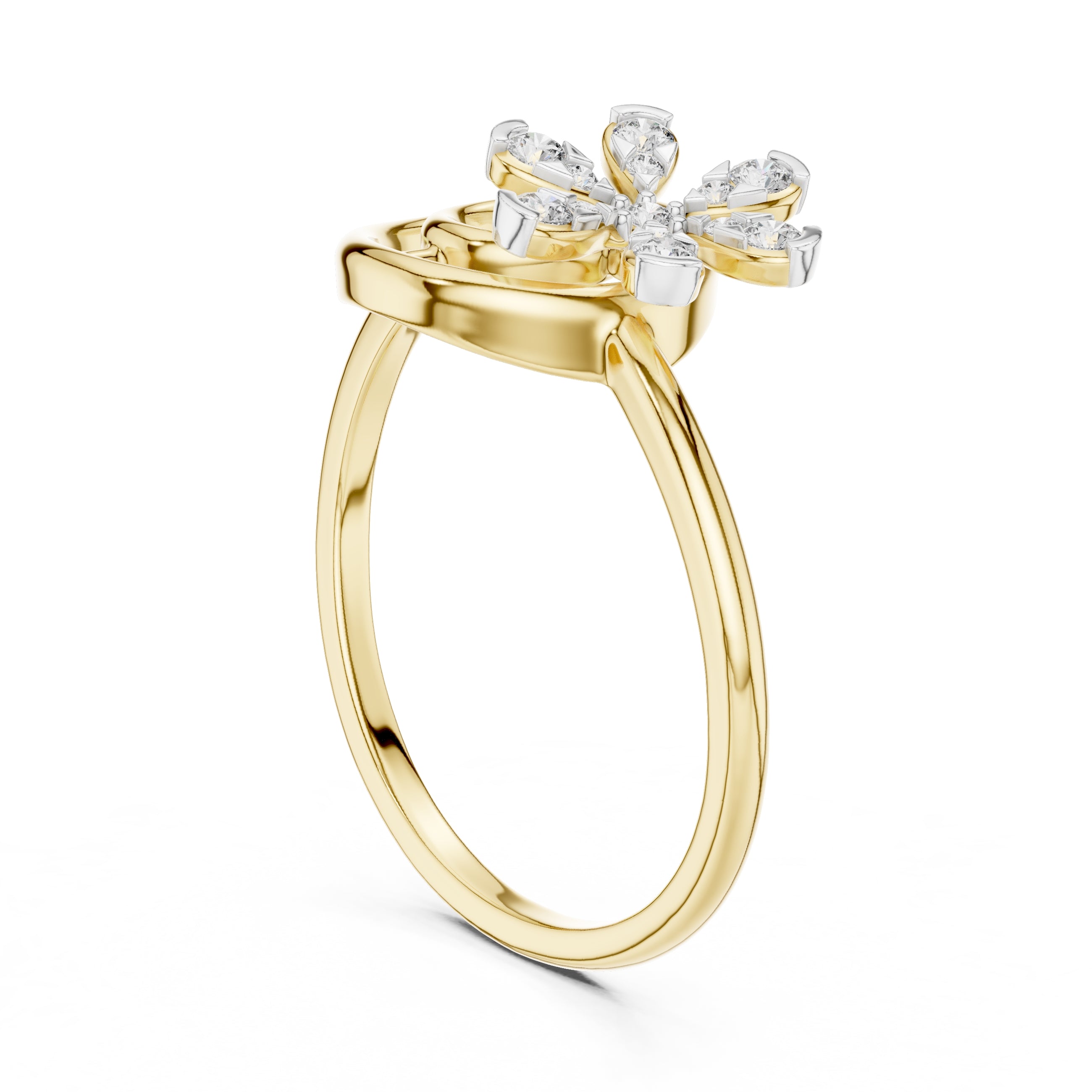 Concentric Floral Statement Ring Yellow Gold