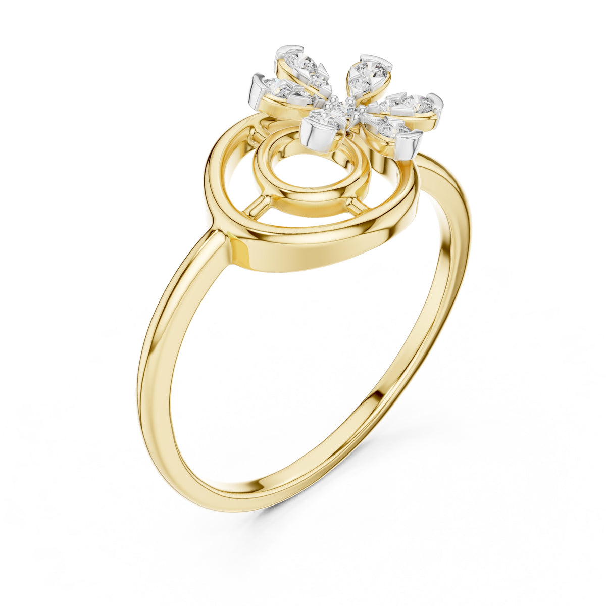 Concentric Floral Statement Ring Yellow Gold