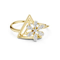 Triangular Floral Statement Ring Yellow Gold