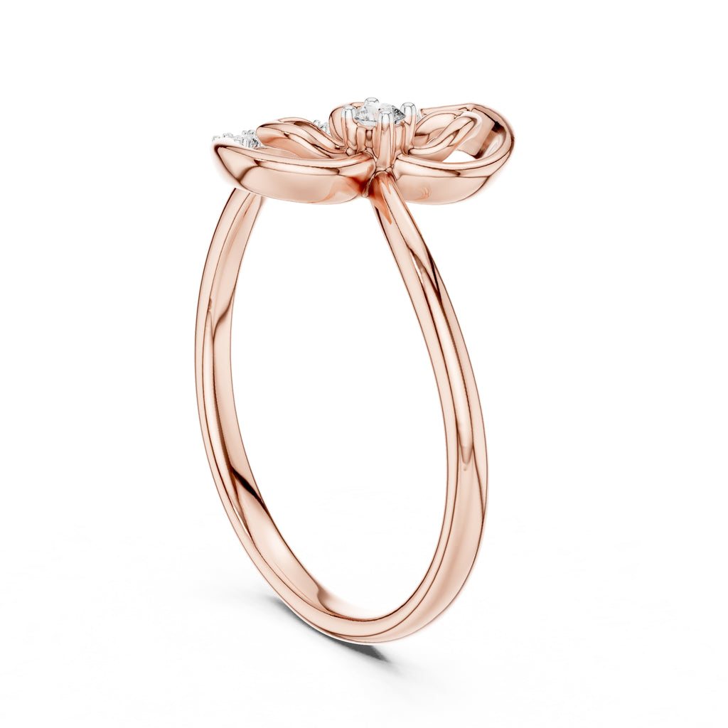 Open Blossom Teardrop Ring Rose Gold