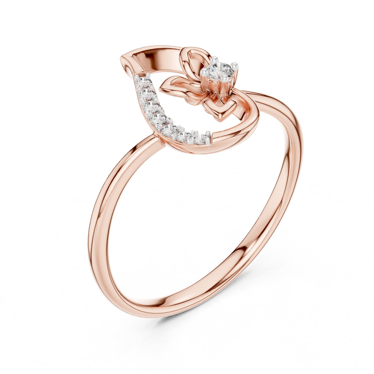 Open Blossom Teardrop Ring Rose Gold