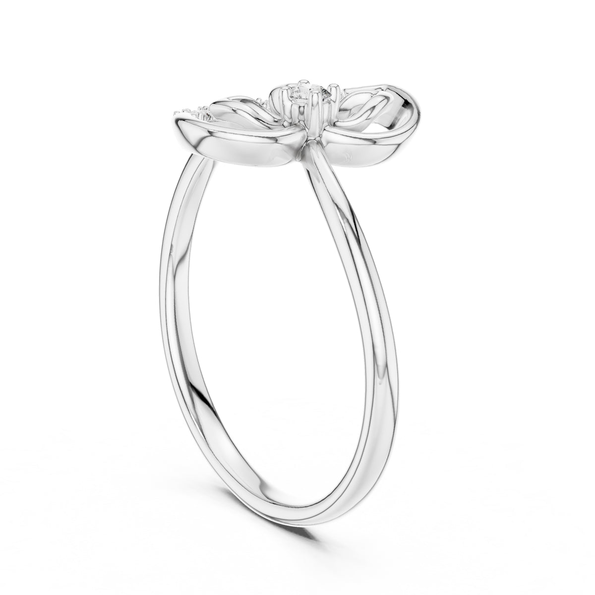 Open Blossom Teardrop Ring White Gold