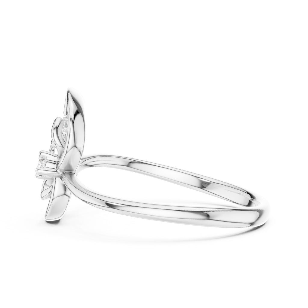 Open Blossom Teardrop Ring White Gold