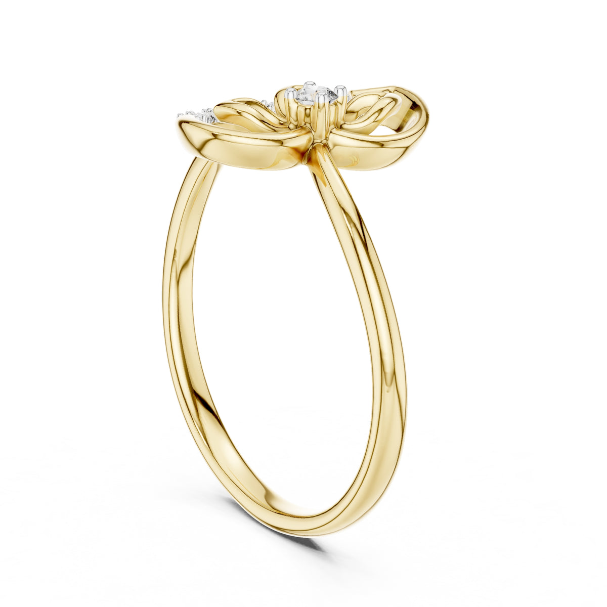 Open Blossom Teardrop Ring Yellow Gold