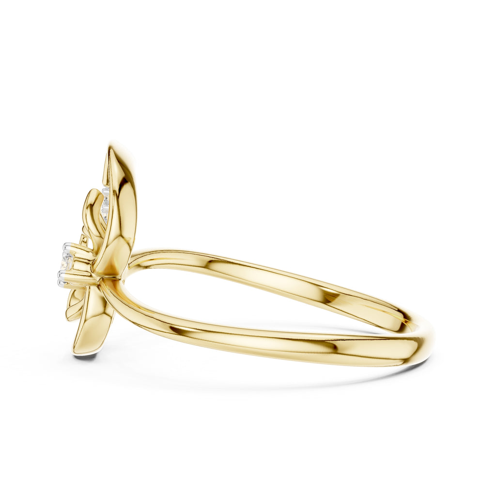 Open Blossom Teardrop Ring Yellow Gold