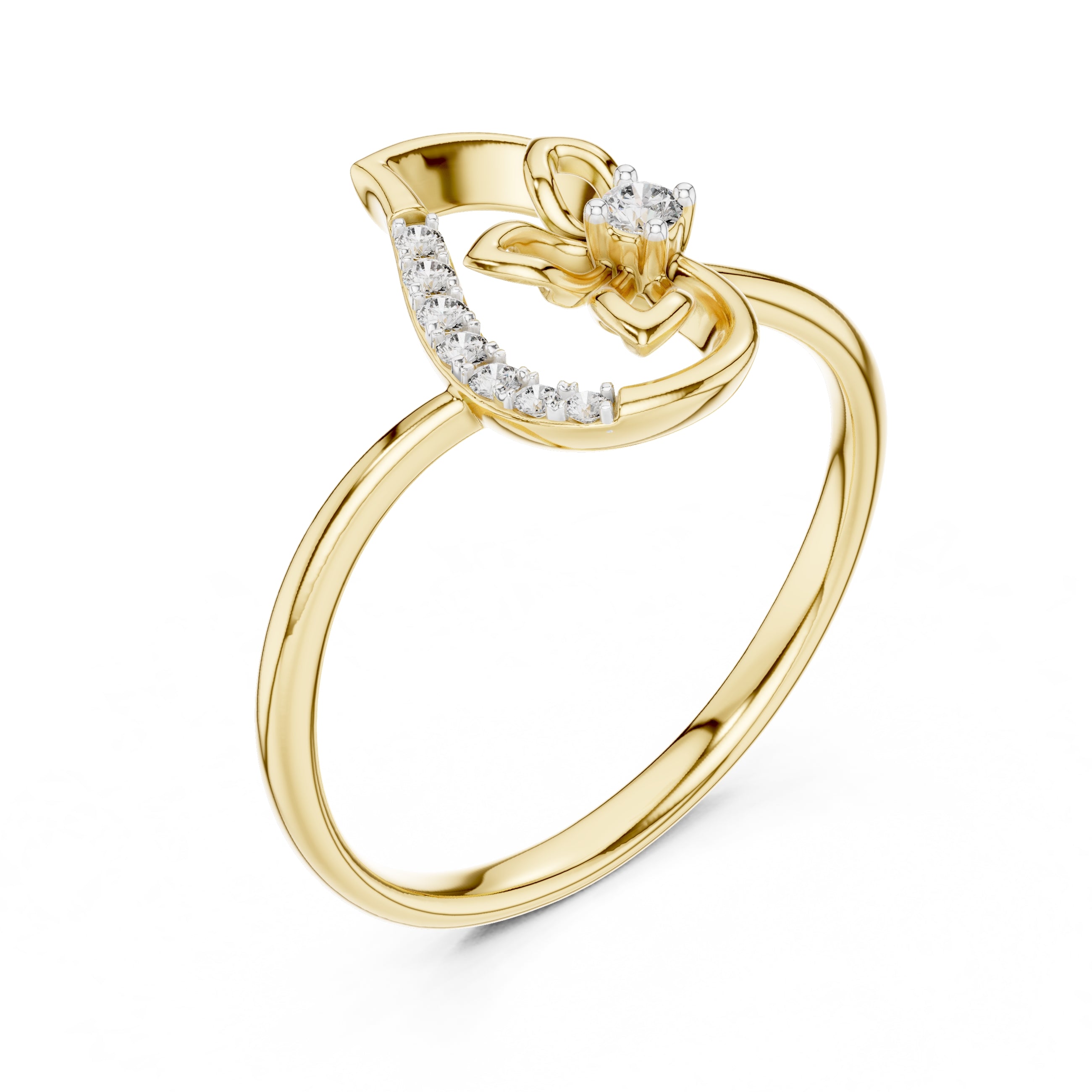 Open Blossom Teardrop Ring Yellow Gold