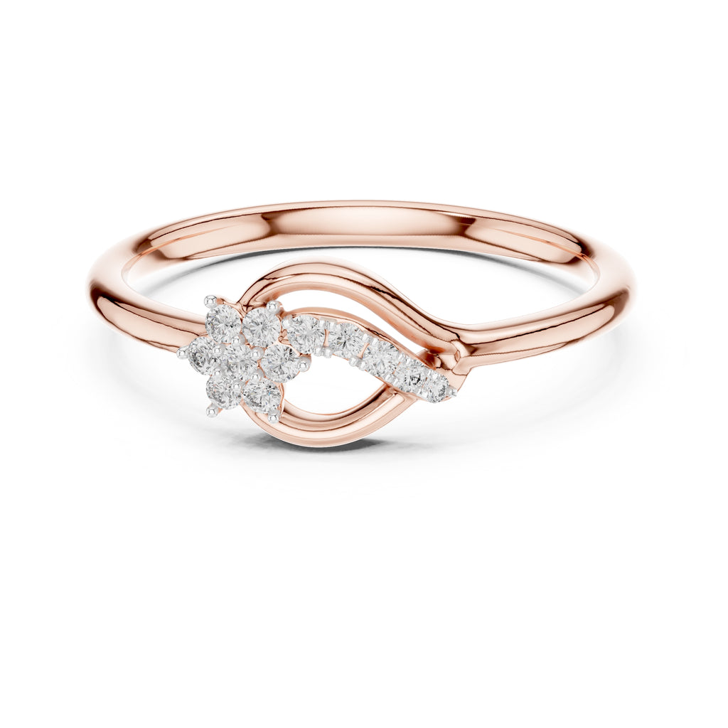 Floral Sweep Cluster Minimalist Ring Rose Gold