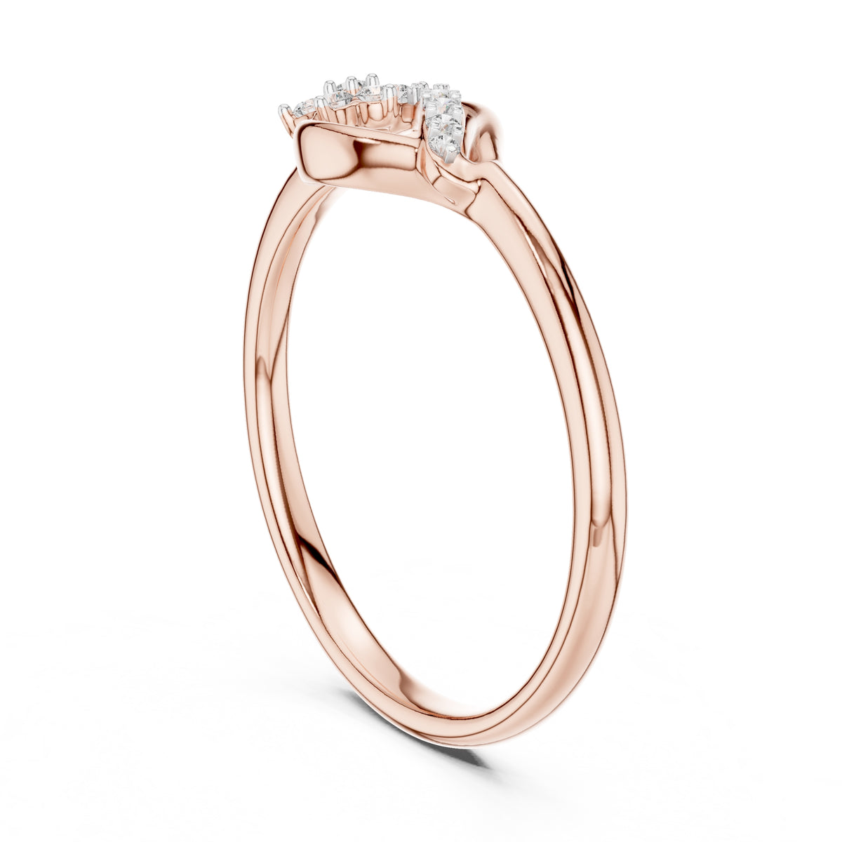Floral Sweep Cluster Minimalist Ring Rose Gold