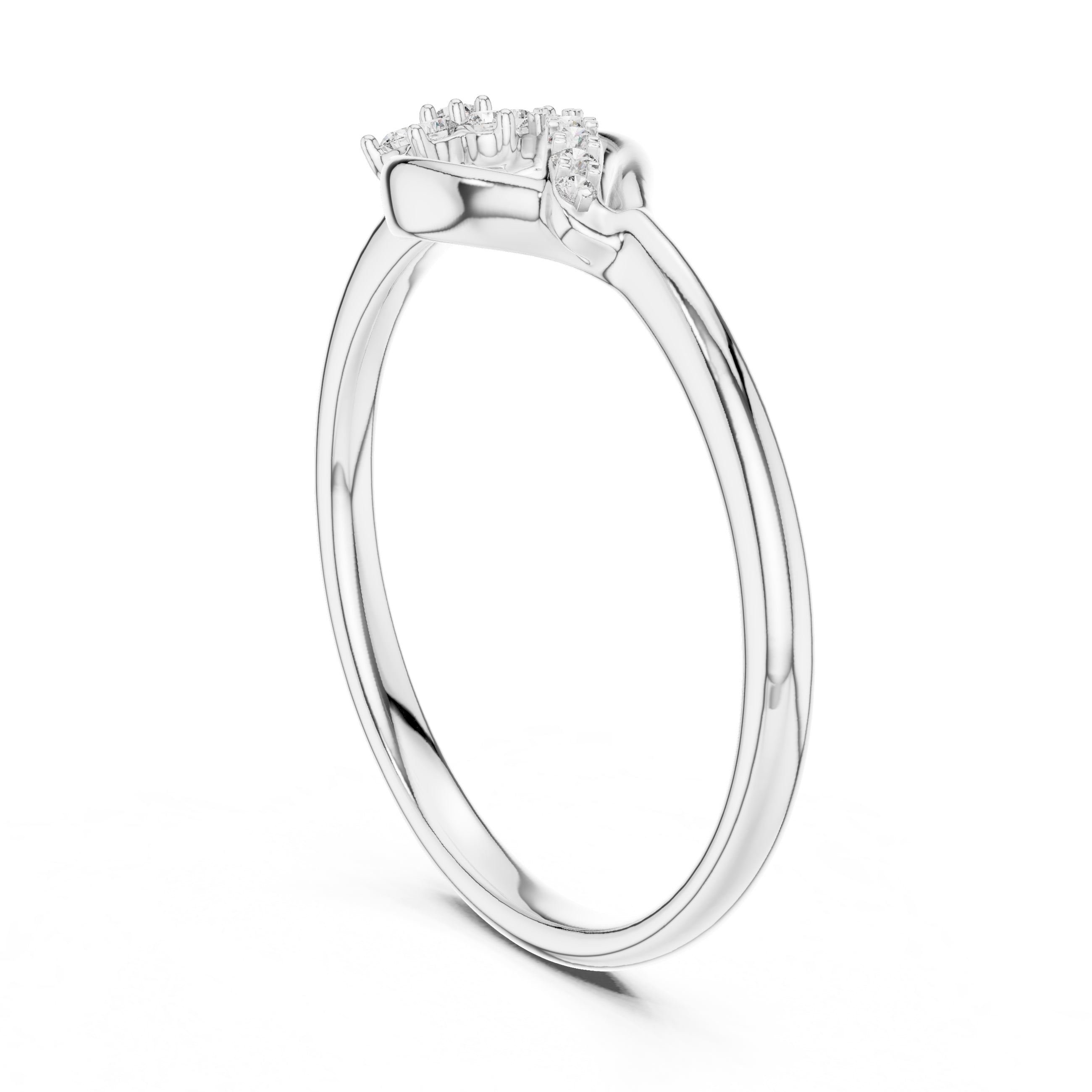 Floral Sweep Cluster Minimalist Ring White Gold
