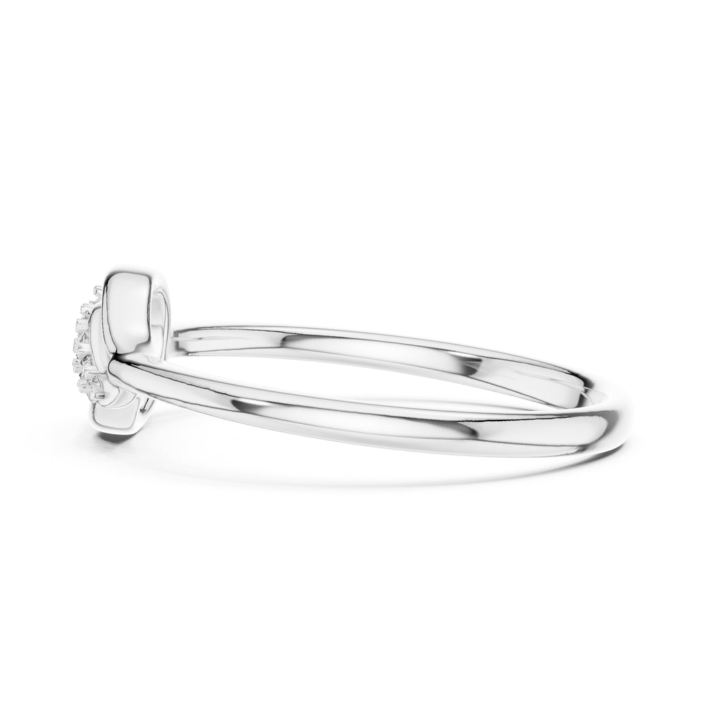 Floral Sweep Cluster Minimalist Ring White Gold