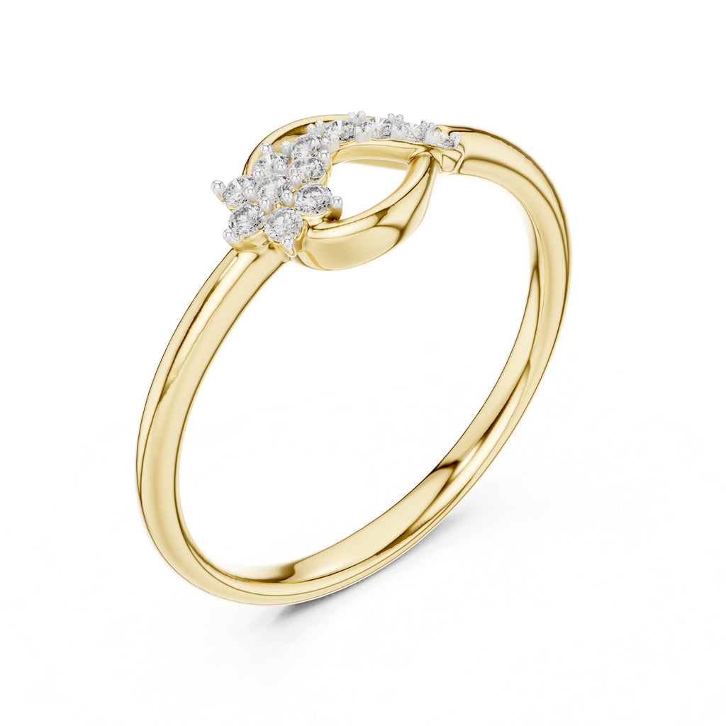 Floral Sweep Cluster Minimalist Ring Yellow Gold