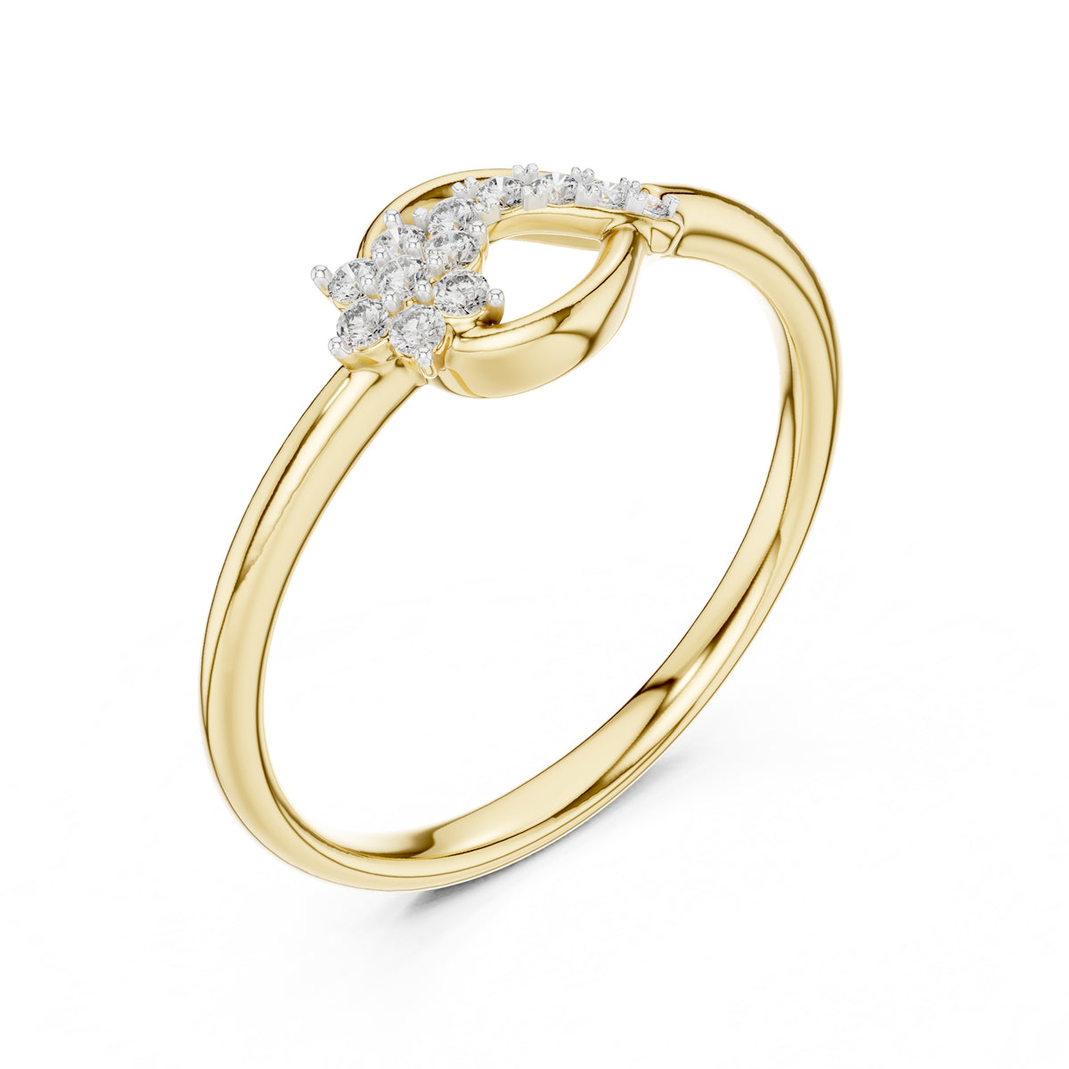 Floral Sweep Cluster Minimalist Ring Yellow Gold