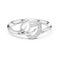Curved Leaf Pavé Minimalist Ring White Gold