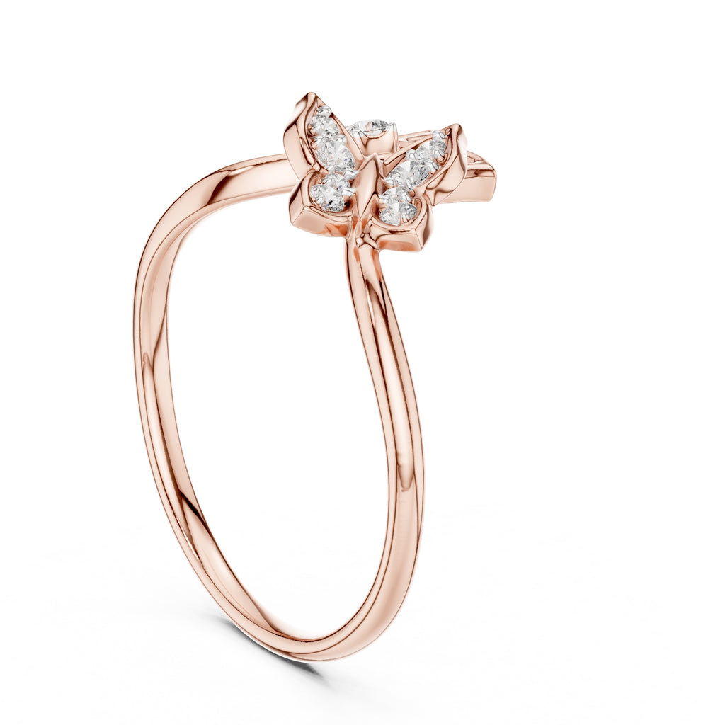 Dual Butterfly Open Ring Rose Gold