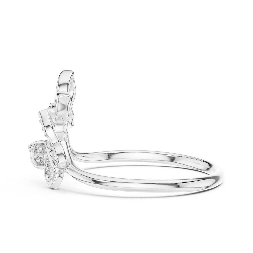 Dual Butterfly Open Ring White Gold