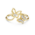 Dual Butterfly Open Ring Yellow Gold