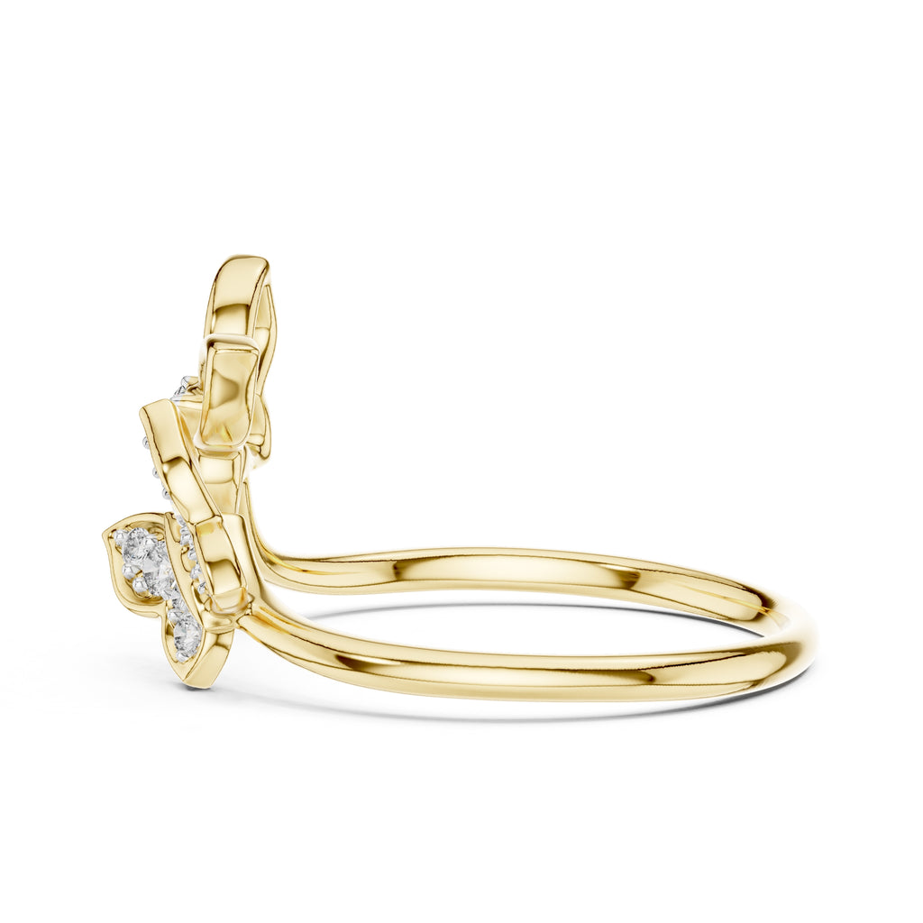 Dual Butterfly Open Ring Yellow Gold