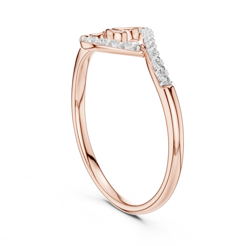 Swirled Heart Pavé Minimalist Ring Rose Gold