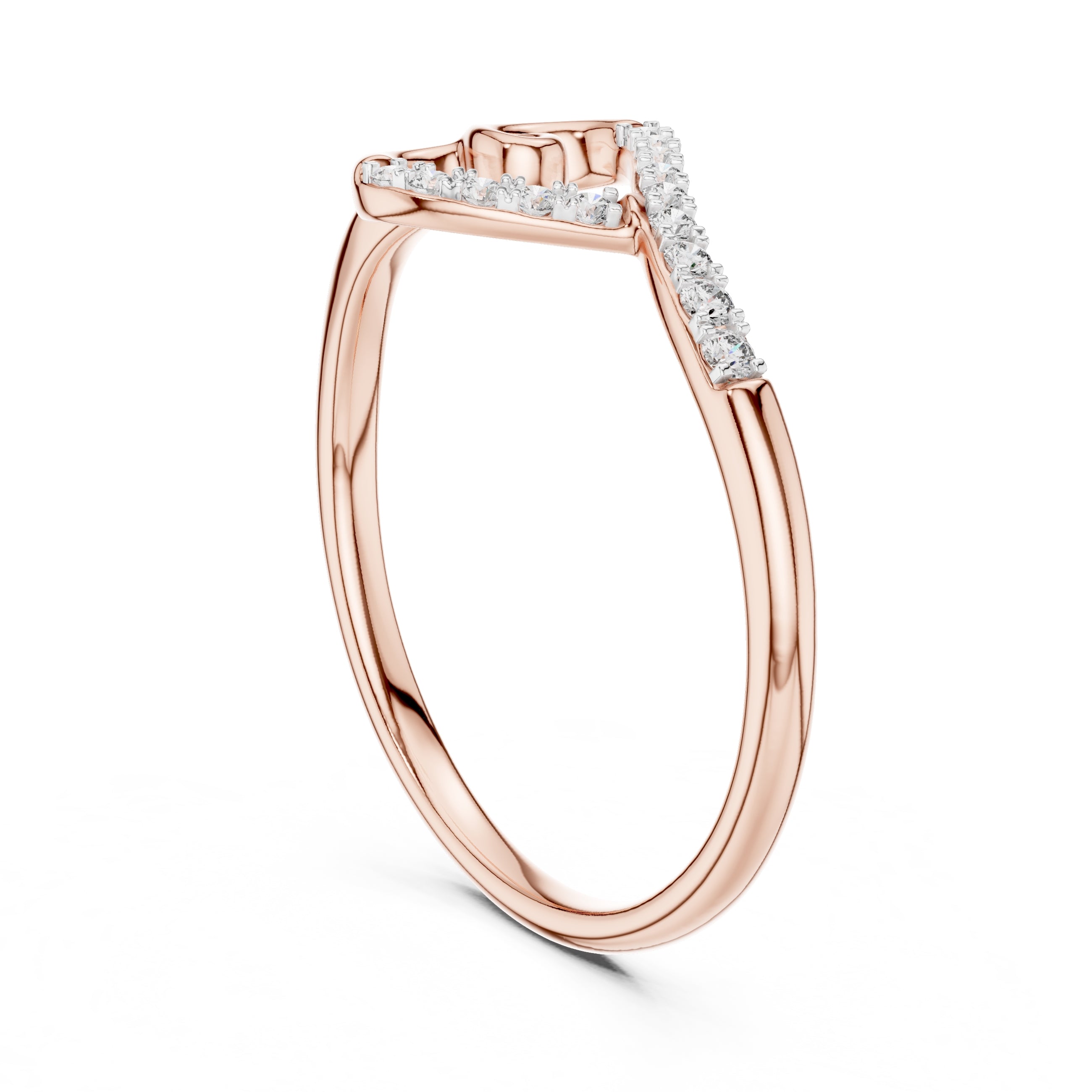 Swirled Heart Pavé Minimalist Ring Rose Gold
