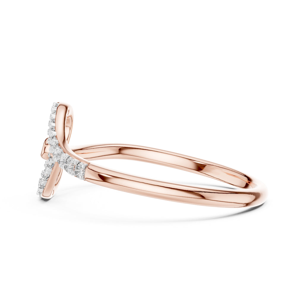 Swirled Heart Pavé Minimalist Ring Rose Gold