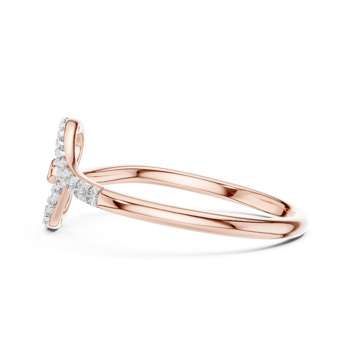 Swirled Heart Pavé Minimalist Ring Rose Gold