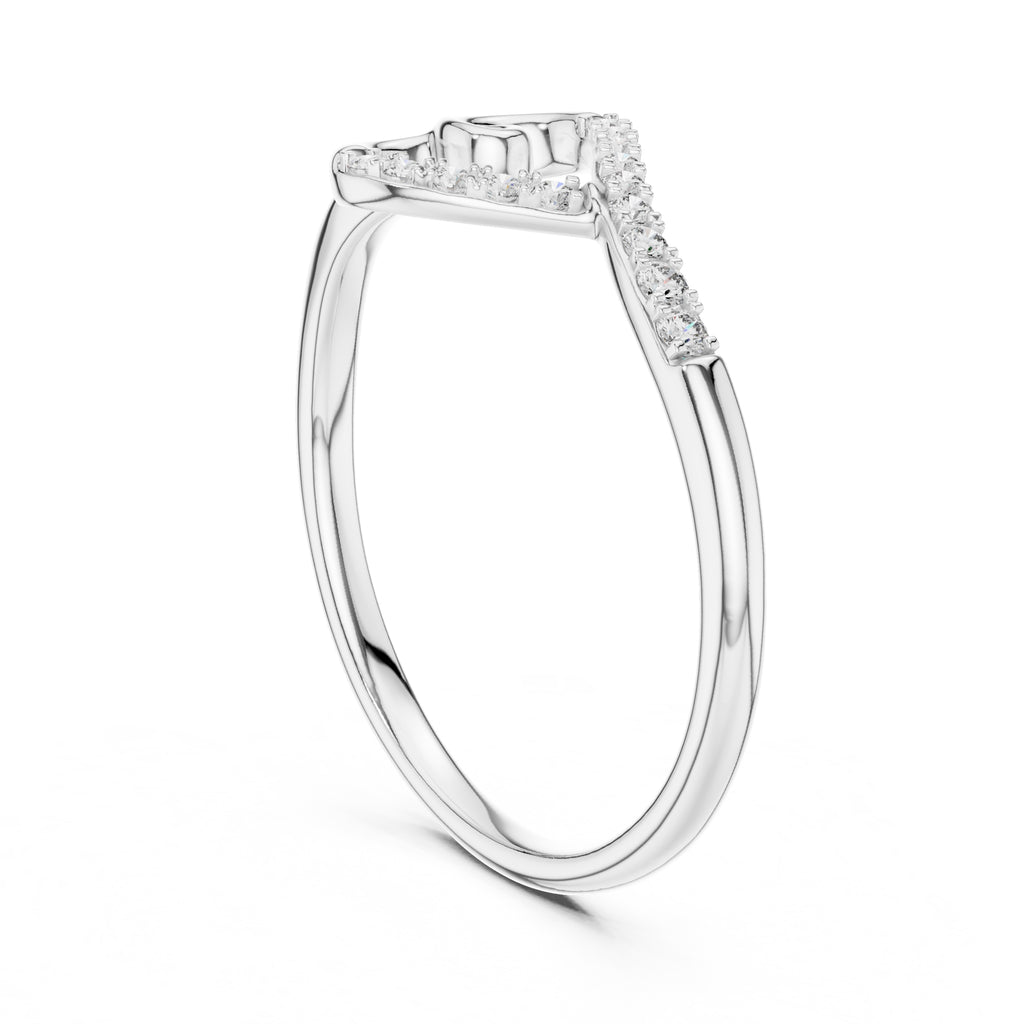 Swirled Heart Pavé Minimalist Ring White Gold