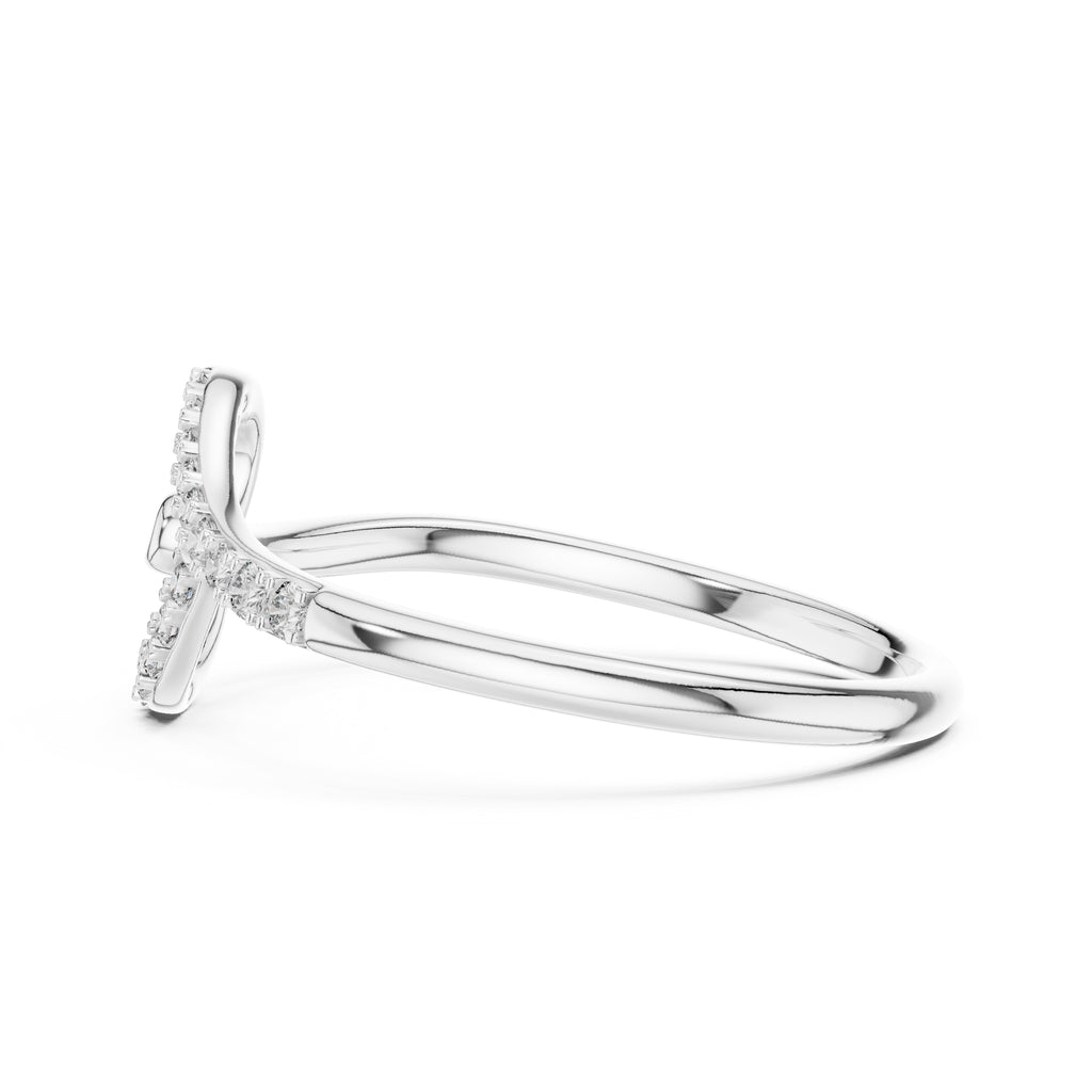 Swirled Heart Pavé Minimalist Ring White Gold