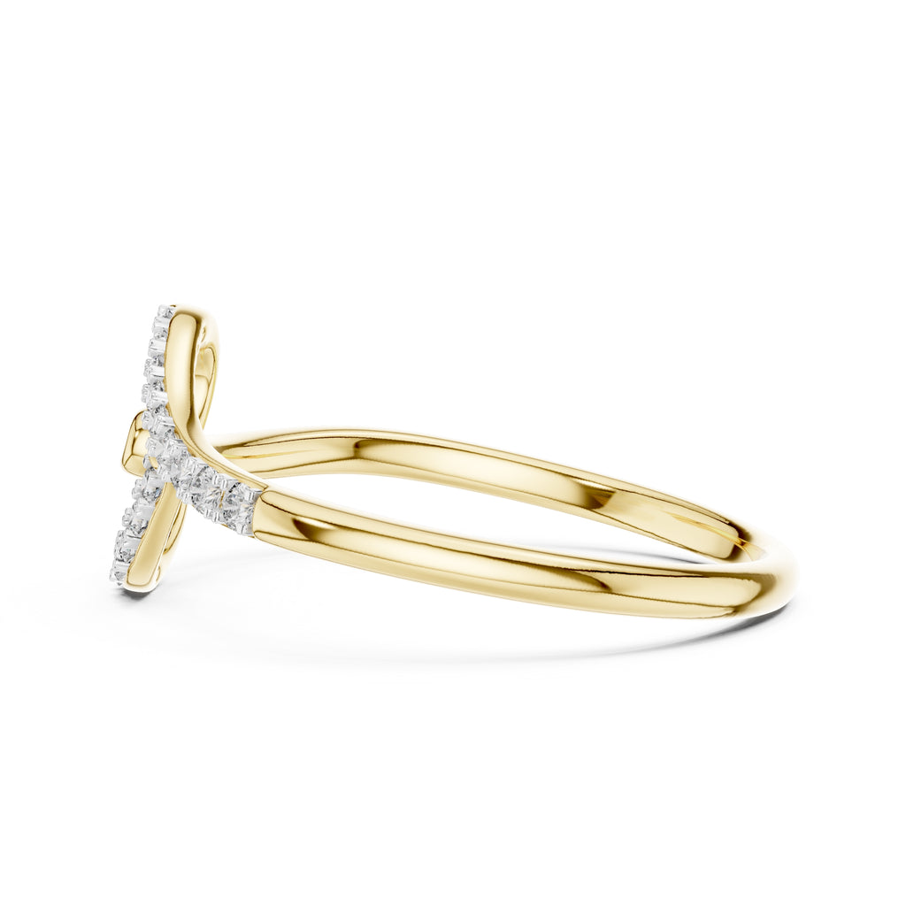 Swirled Heart Pavé Minimalist Ring Yellow Gold