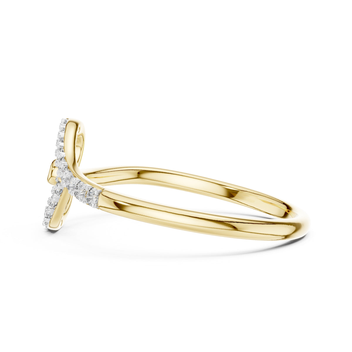 Swirled Heart Pavé Minimalist Ring Yellow Gold