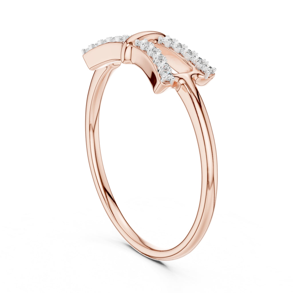 Double Bar Pavé Geometric Ring Rose Gold