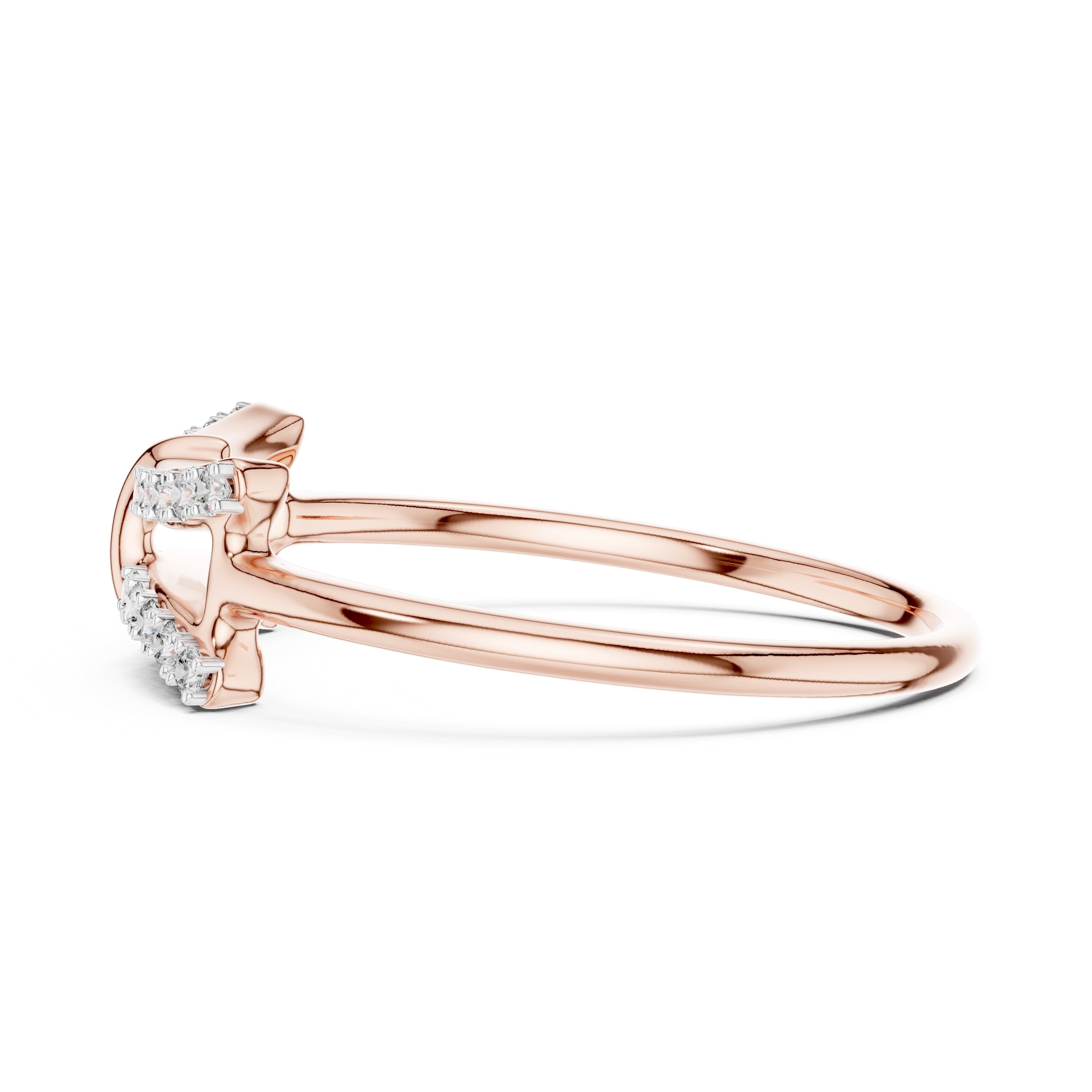 Double Bar Pavé Geometric Ring Rose Gold