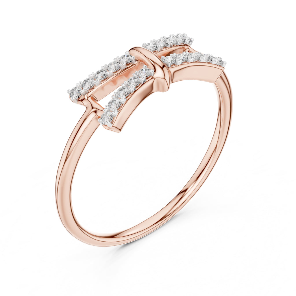 Double Bar Pavé Geometric Ring Rose Gold