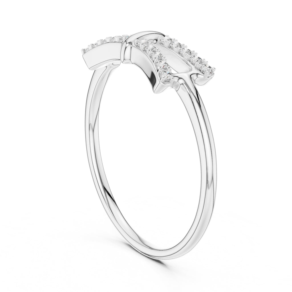 Double Bar Pavé Geometric Ring White Gold