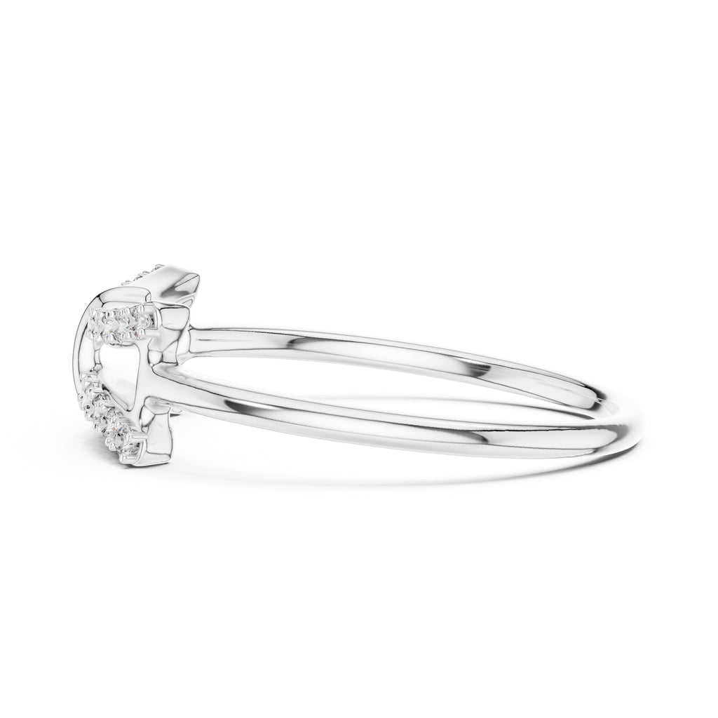 Double Bar Pavé Geometric Ring White Gold