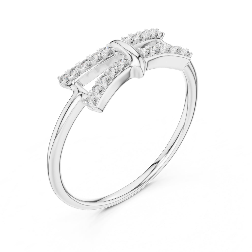 Double Bar Pavé Geometric Ring White Gold
