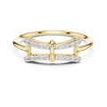 Double Bar Pavé Geometric Ring Yellow Gold