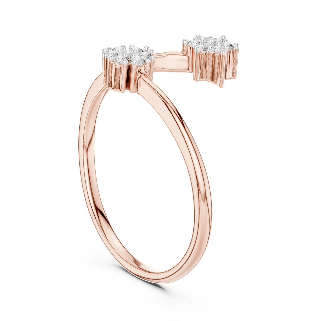 Dual Cluster Open Wrap Ring Rose Gold