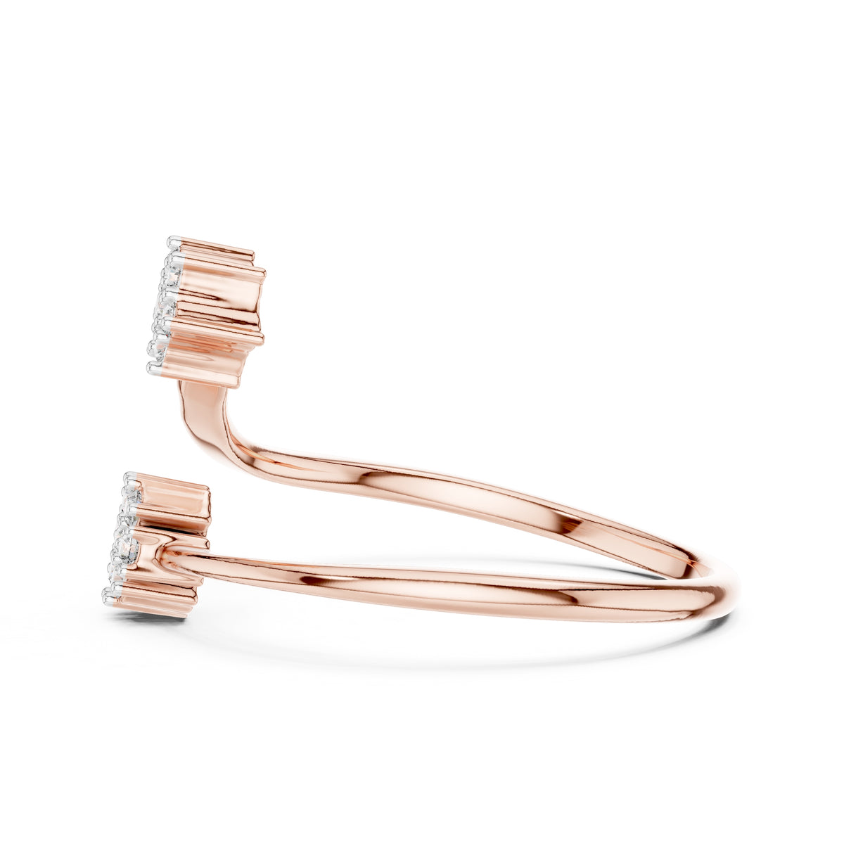 Dual Cluster Open Wrap Ring Rose Gold
