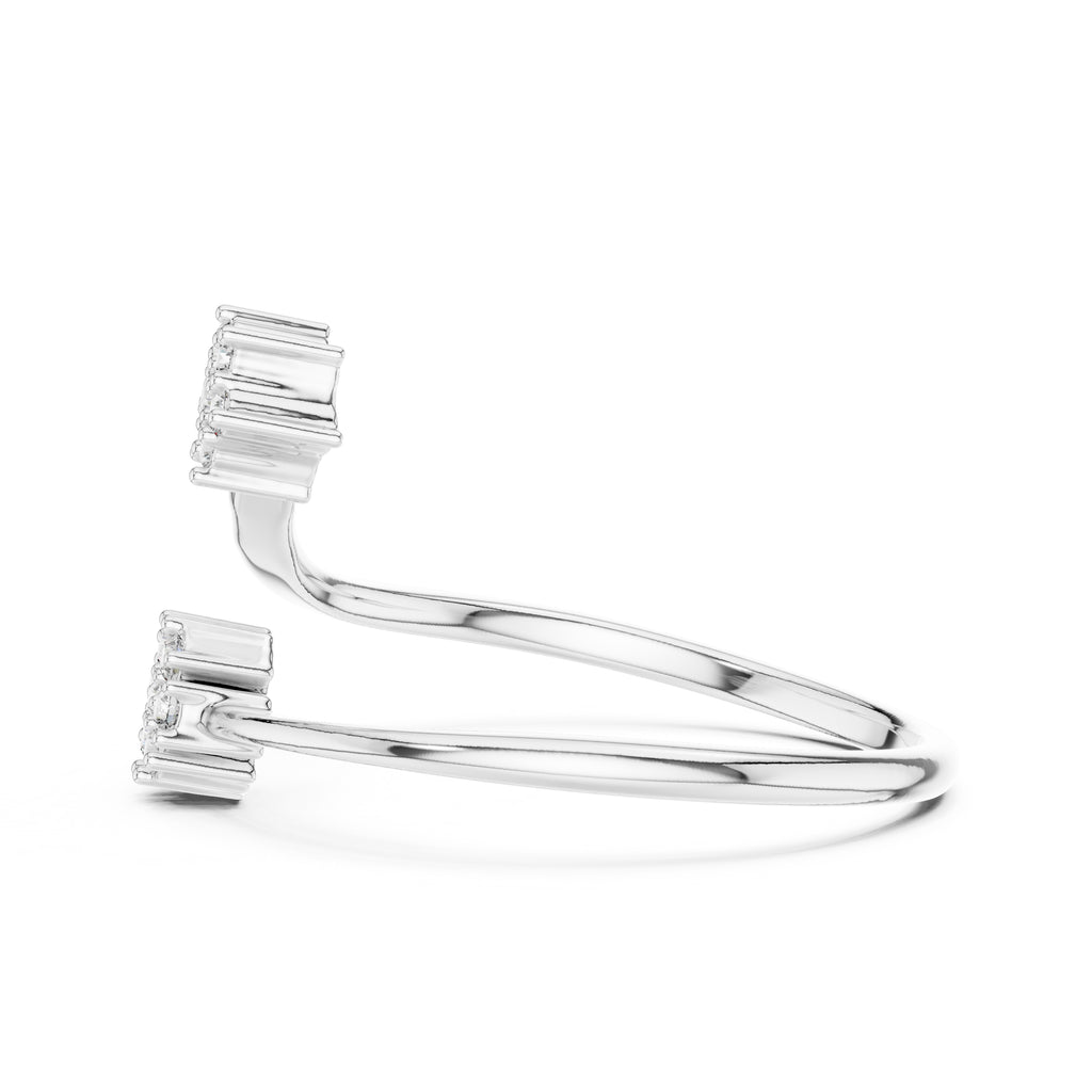 Dual Cluster Open Wrap Ring White Gold