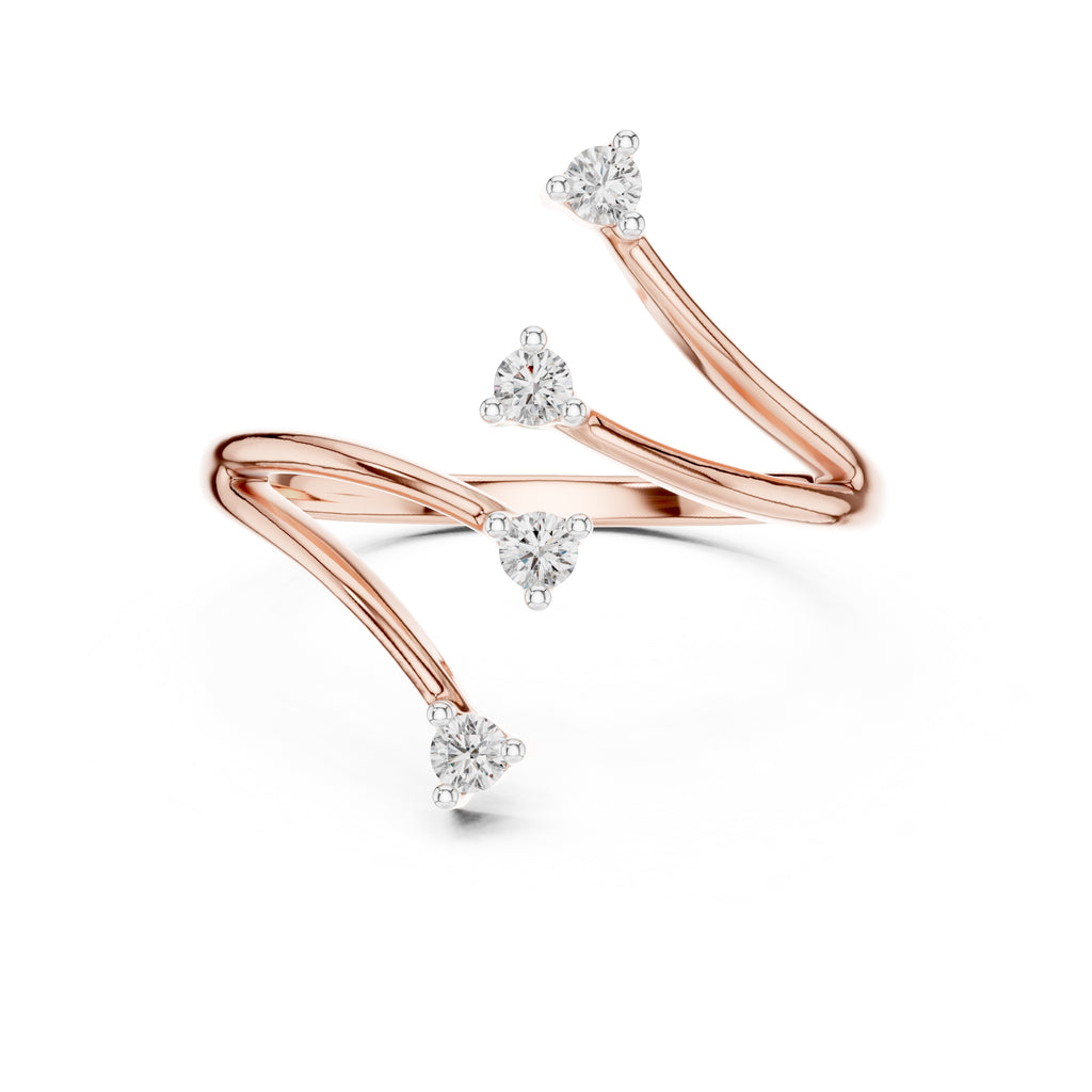Multi-Stone Spiral Wrap Ring Rose Gold