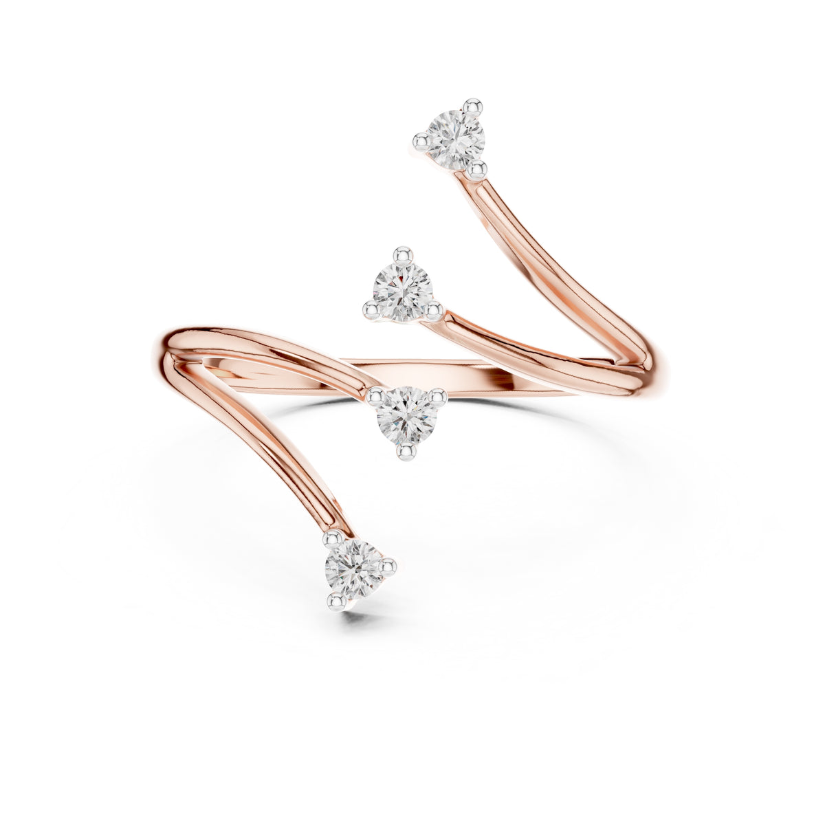 Multi-Stone Spiral Wrap Ring Rose Gold