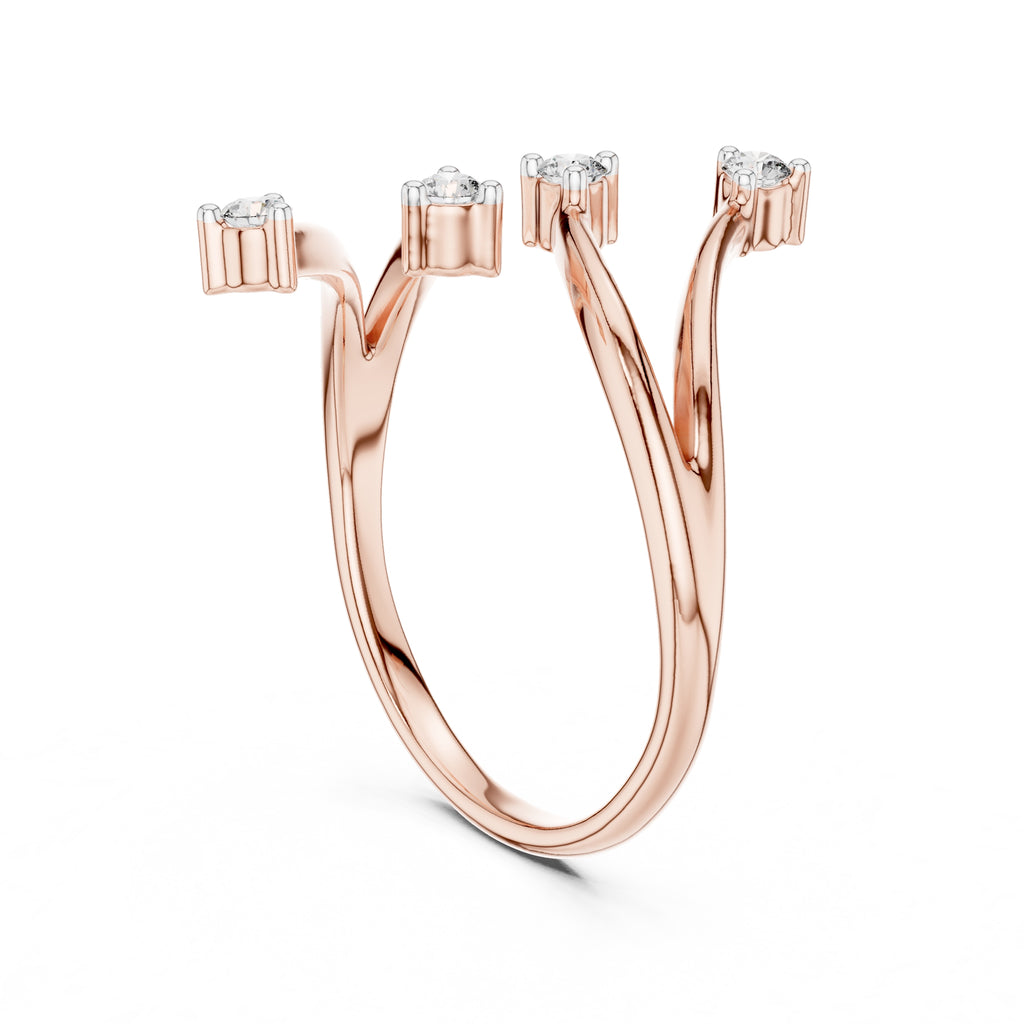Multi-Stone Spiral Wrap Ring Rose Gold