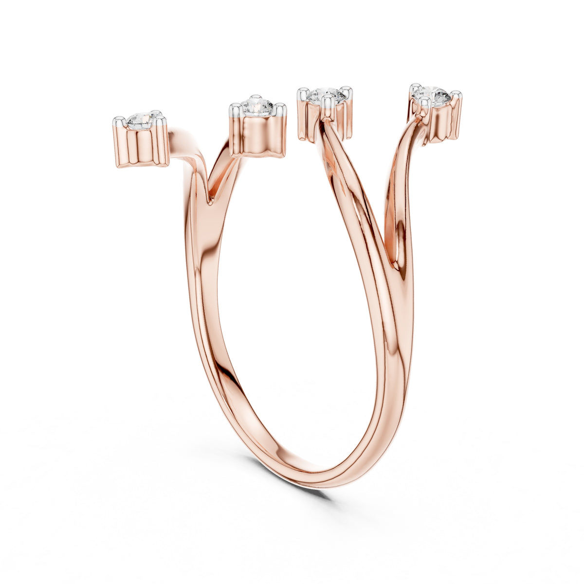Multi-Stone Spiral Wrap Ring Rose Gold